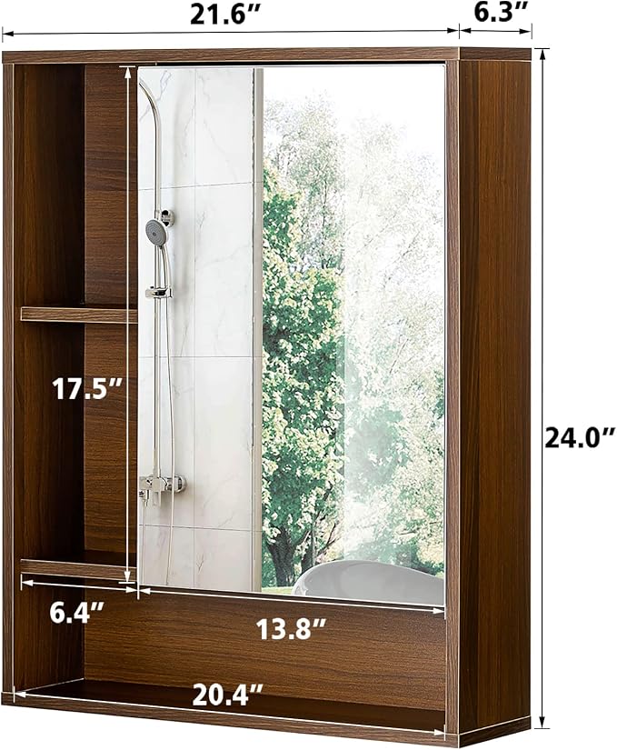 ChooChoo Bathroom Wall Mirror Cabinet, Medicine Cabinet - Image 3