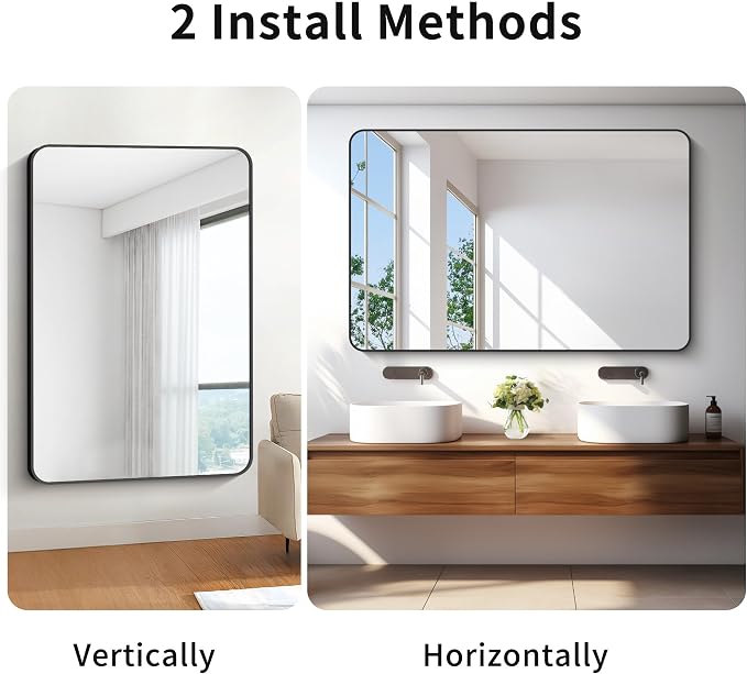 55x36 inch Bathroom Mirror, Wall Mounted Bathroom Frame Vanity Mirror - Image 5