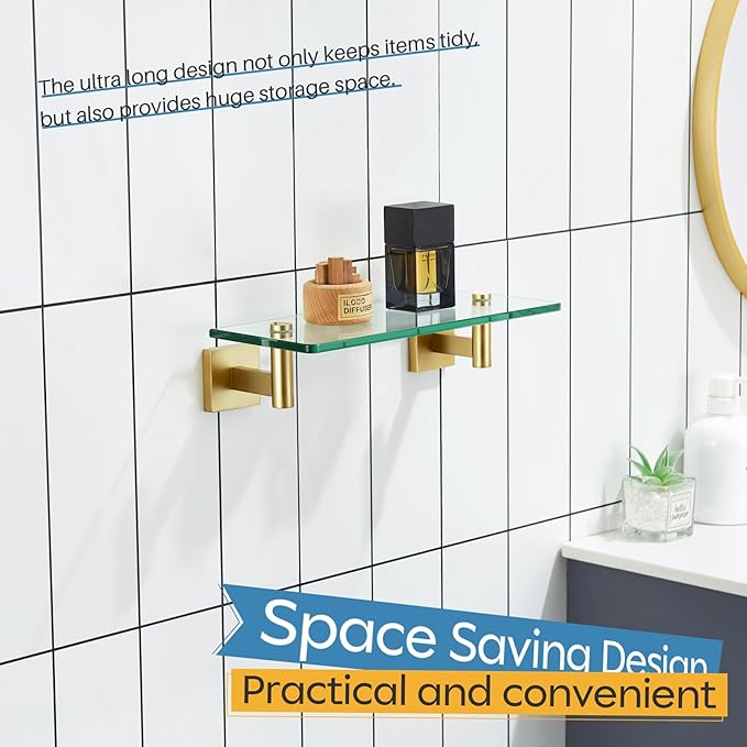 KOKOSIRI Wall Shelves Floating Shelf 12'' Stainless Steel Bathroom Hardware - Image 5