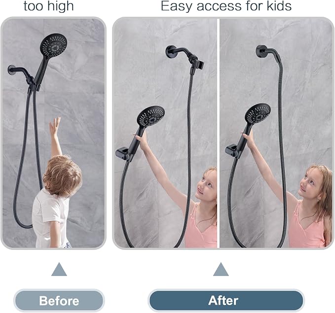 BRIGHT SHOWERS Shower Head Holder Wall Mount, Adjustable Handheld Shower Wand - Image 3