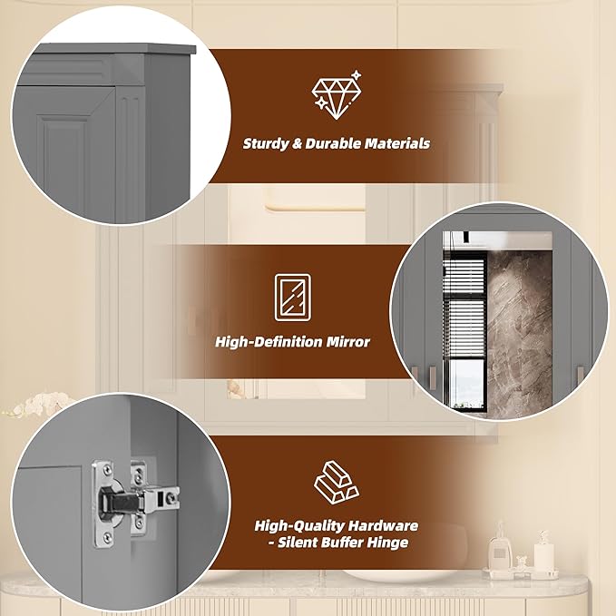 Merax Wall Mounted Bathroom Medicine Cabinet - Image 7