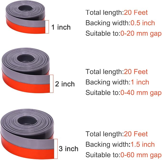 TORRAMI Silicone Weather Stripping 1 inch Width 20 Feet Length, Seal - Image 2