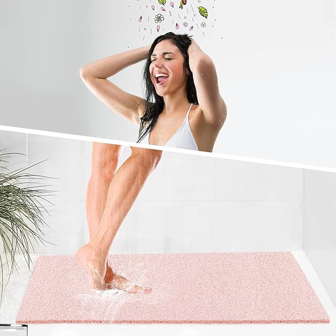 godehone Shower Mats Non Slip Without Suction Cups, PVC Loofah Bathroom Mats - Image 4