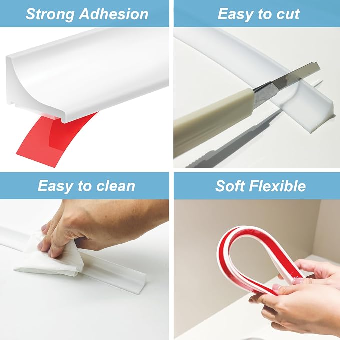 39Inch Shower Threshold Water Dam, Self-Adhesive Silicone Shower Barrier Water - Image 6