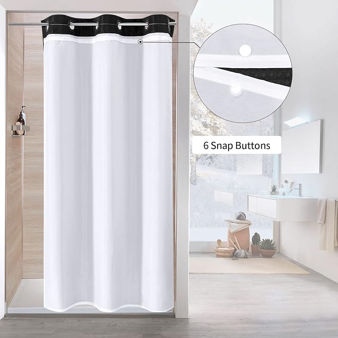 MitoVilla Black Waffle Small Stall Shower Curtain Liner Set 36 x 74, No Hooks - Image 2