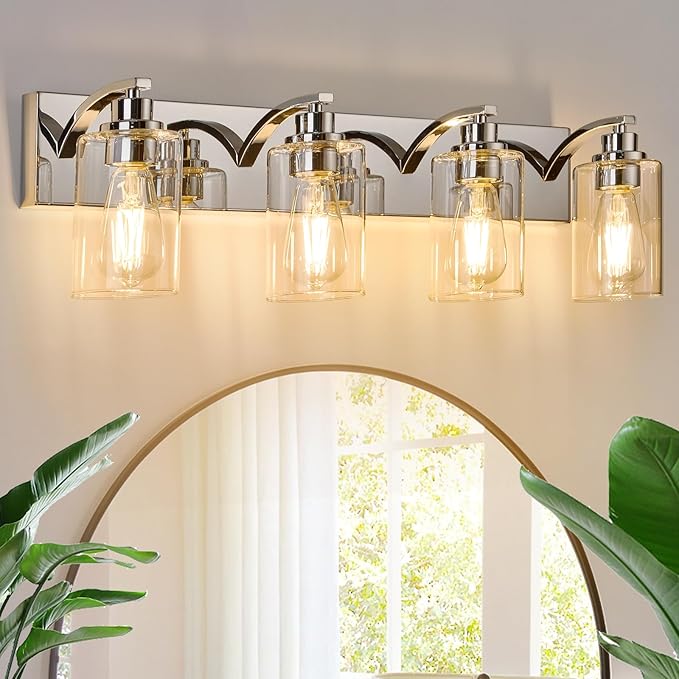 4-Light Bathroom Light Fixtures Modern Chrome Vanity Lights by ALAISLYC
