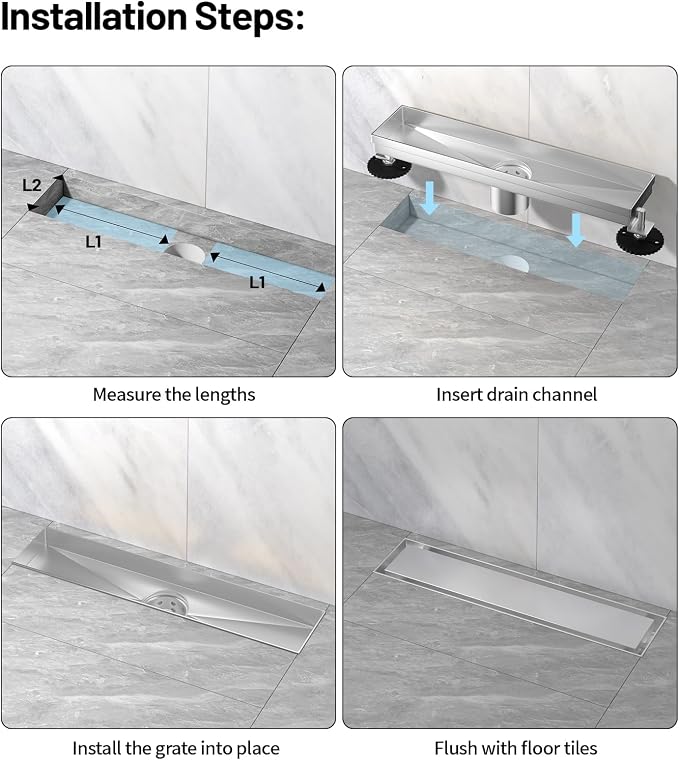 Linear Shower Drain, 304 Stainless Steel - Image 7