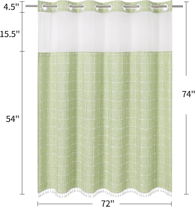 MitoVilla No Hooks Required Farmhouse Shower Curtain - Image 6