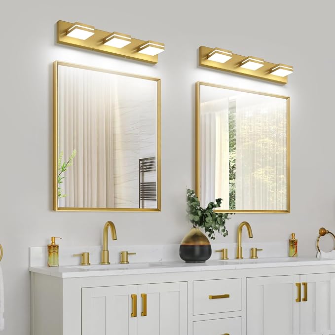 SineRise LED Modern Bathroom Vanity Light Fixtures, Brass Modern Acrylic - Image 6
