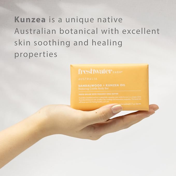 Freshwater Farm Australia Natural Soap Bar- Healing Sandalwood + Kunzea Oil 7oz - Image 4