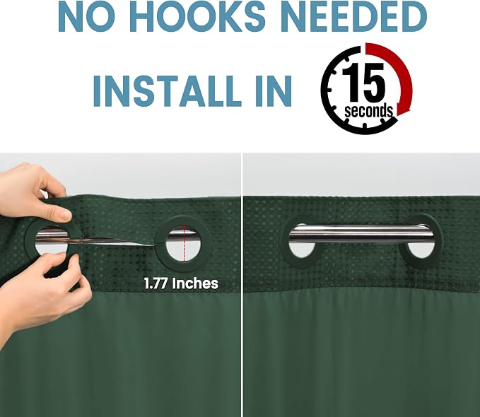 Dark Green Shower Curtain and Liner Set - Image 3