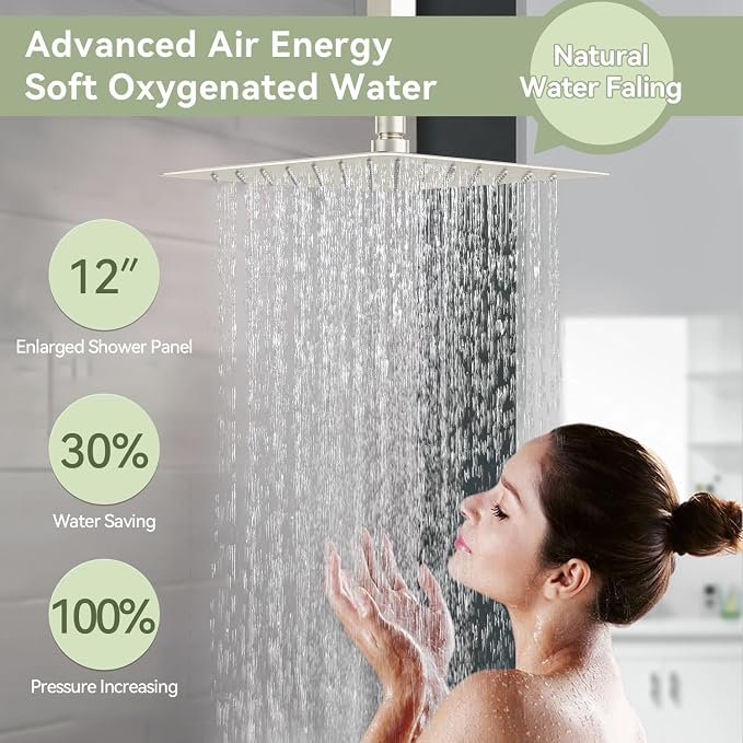 Shower Faucet Set Brushed Nickel Shower System, Bostingner Five Function - Image 6