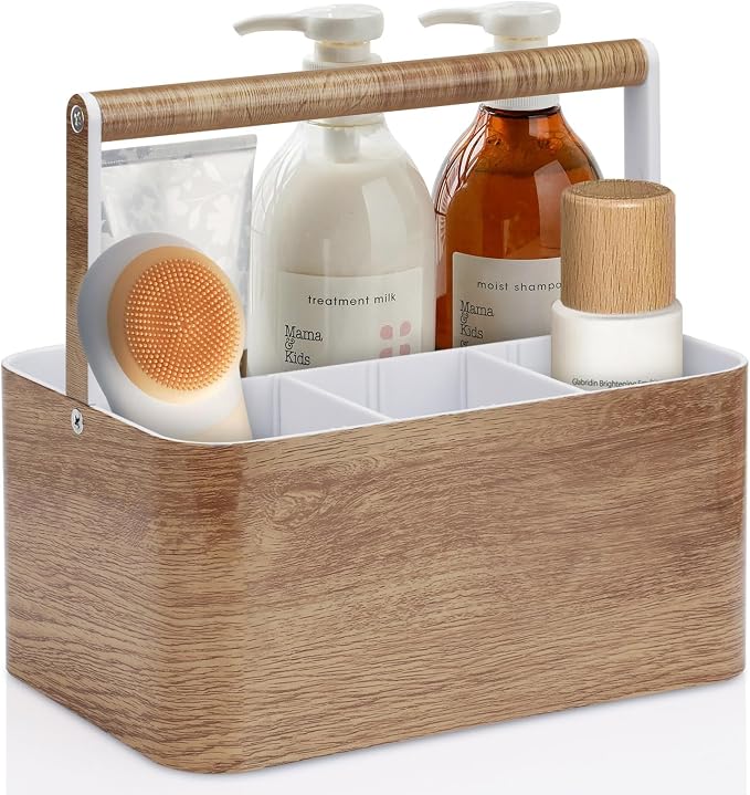 Shower Caddy Portable for College: Devided Bathroom Caddy Shower Basket for Dorm by MakesYourHomeMoreOrganized
