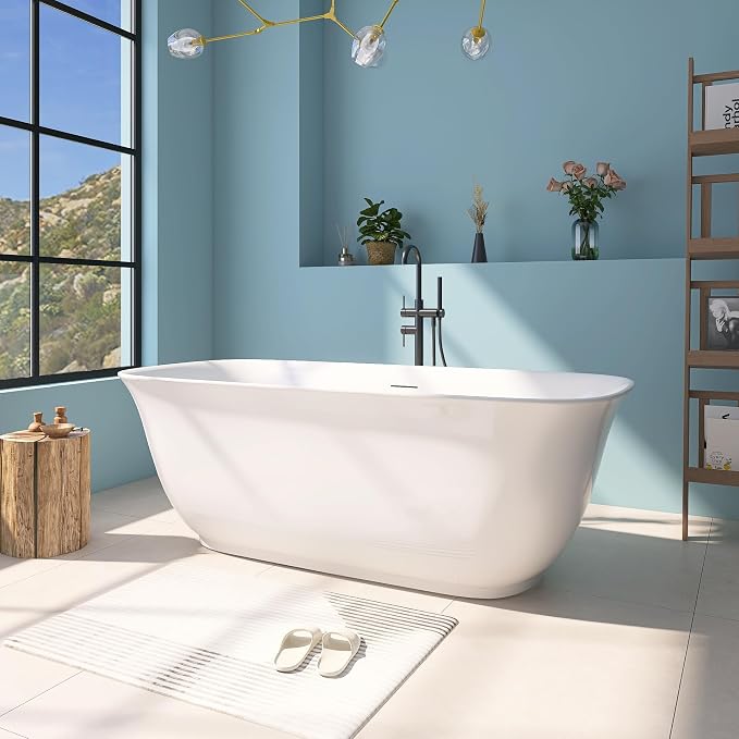 67" Acrylic Free Standing Tub, Stand Alone Tub, Freestanding Bathtub, Soaking by YinzanwBathtub