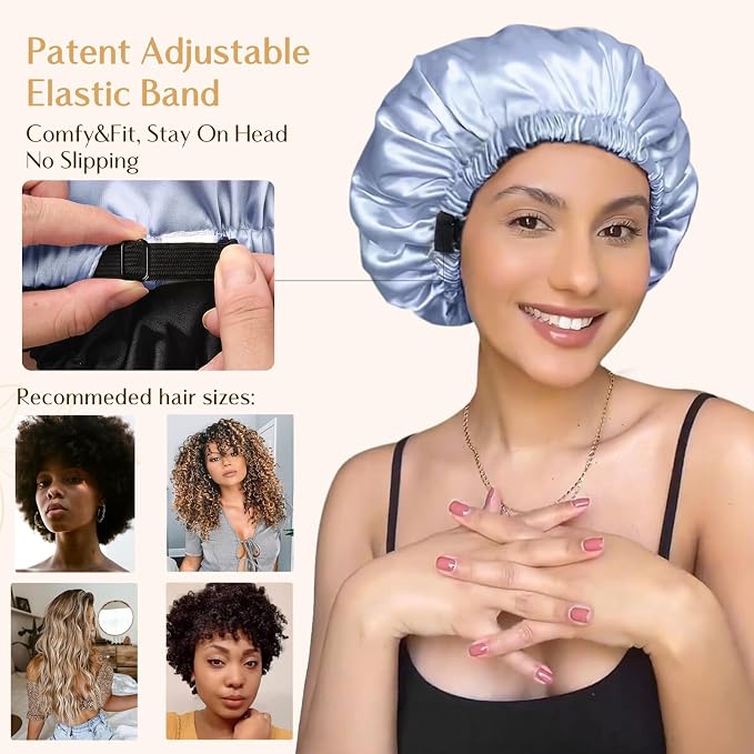YANIBEST Adjustable Satin Bonnet Double Layer Hair Bonnet - Image 4