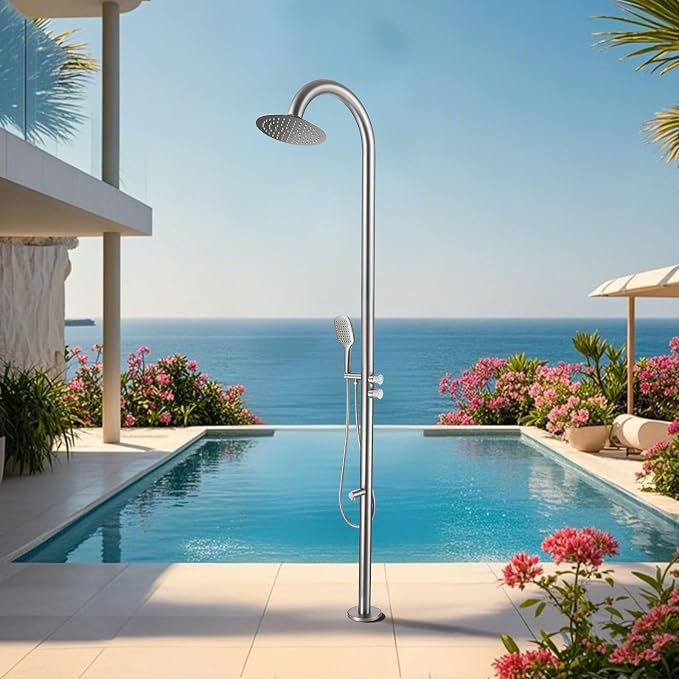 316 Marine Grade Stainless Steel Free Standing Outdoor Shower by Chalirs
