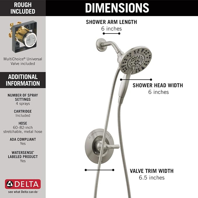 Delta Arvo 14 Series Brushed Nickel Shower Faucet Set - Image 3