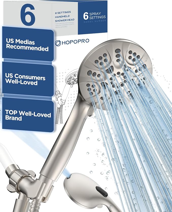 6-Mode High Pressure Handheld Shower Head by HOPOPRO