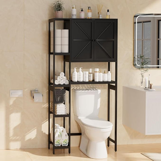 Bamboo Over The Toilet Storage, Above Toilet Organizer Storage Shelf Stand by WisuceHome