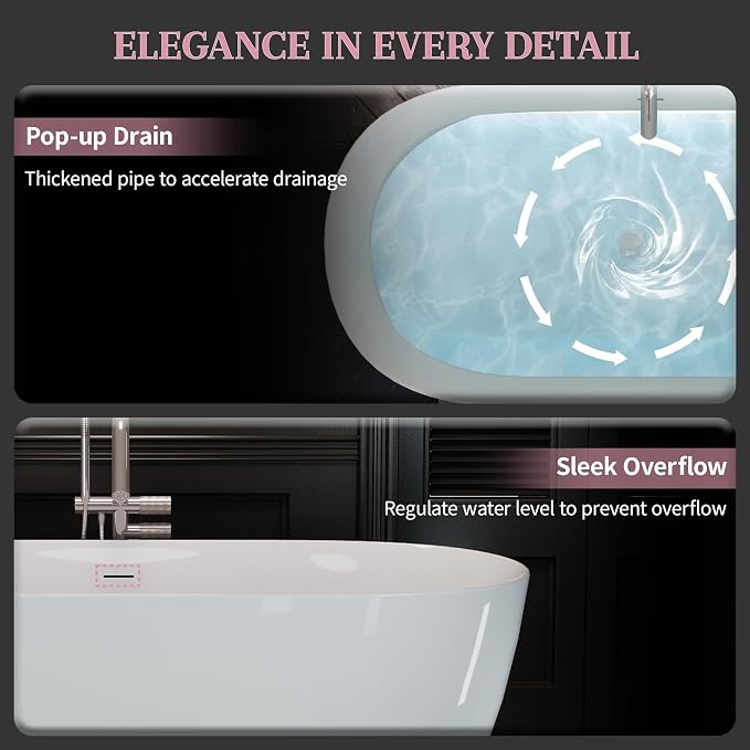 ABRUZZO 60" Acrylic Freestanding Bathtub - Image 8