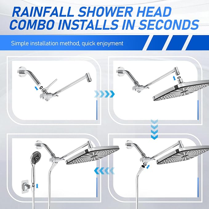Wide Rain Shower Head With 5 Modes Handheld Showerheads, High Pressure - Image 7