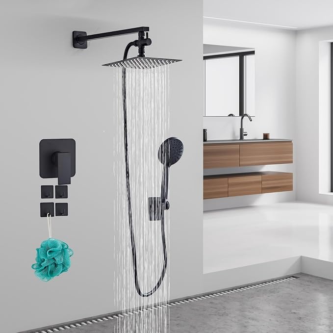 Shower Head 8'' High Pressure Rainfall, Handheld Shower Combo - Image 2