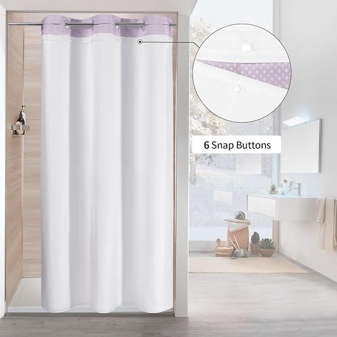 MitoVilla Purple Waffle Small Stall Shower Curtain Liner Set 36 x 74, No Hooks - Image 2
