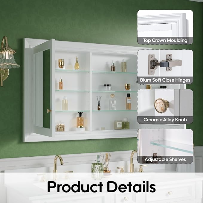WELLFOR 48"x 32" Bathroom Medicine Cabinet - Image 3