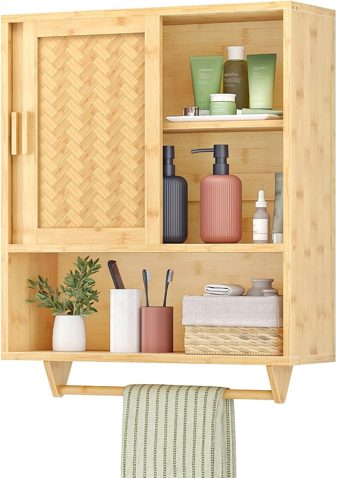 HOOBRO Bathroom Cabinet Wall Mounted, Bamboo Medicine Cabinet - Image 9