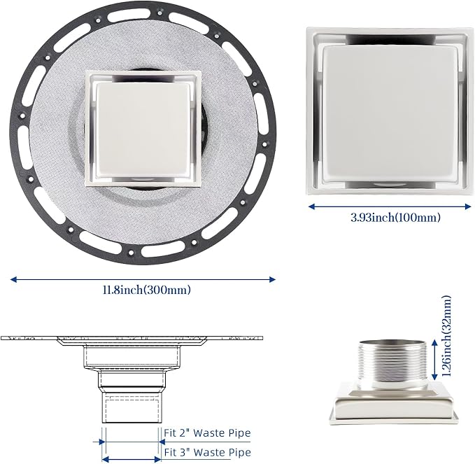 4-Inch Square Shower Drain Kit - Image 3