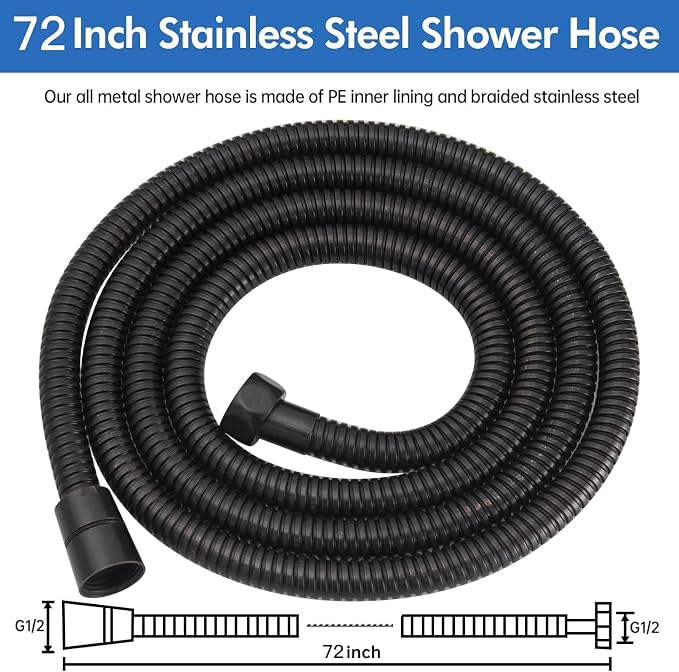 RUMOSE 70 inches Shower Hose Extra Long Stainless Steel Shower Tube Attachment - Image 6