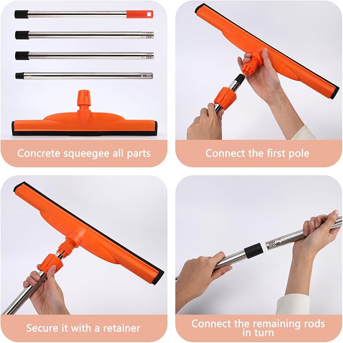 Multi-Purpose Floor Squeegee, Long-Handled EVA Scraper, Adjustable 68-inch - Image 2