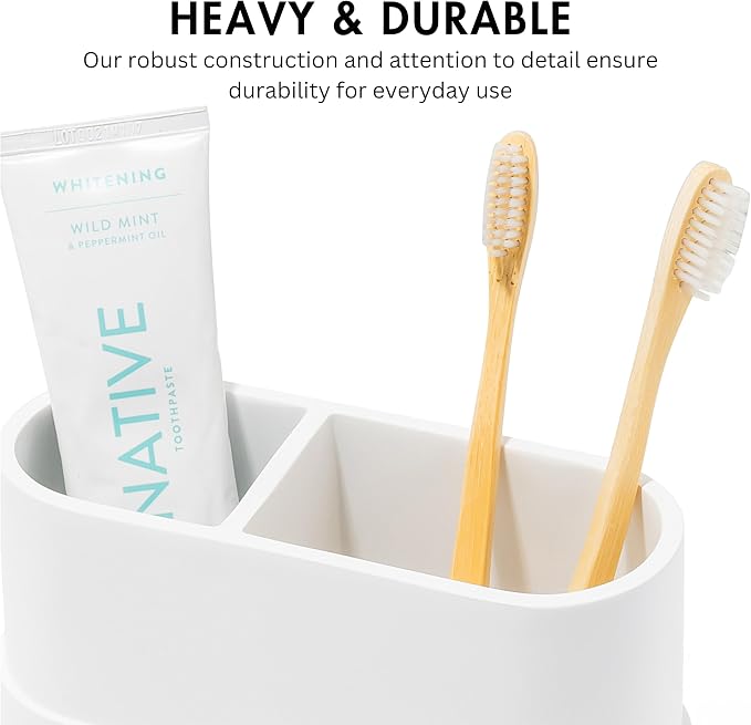 Matte White Large Toothbrush and Toothpaste Holder and Cup - Image 3