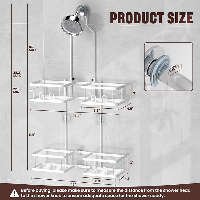 REINHARDT Adjustable Shower Caddy Hanging Rustproof Shower Caddy - Image 5
