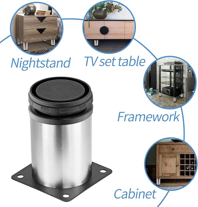 3 Inch Metal Furniture Legs Stainless Steel Adjustable Legs Silver Table Legs - Image 7