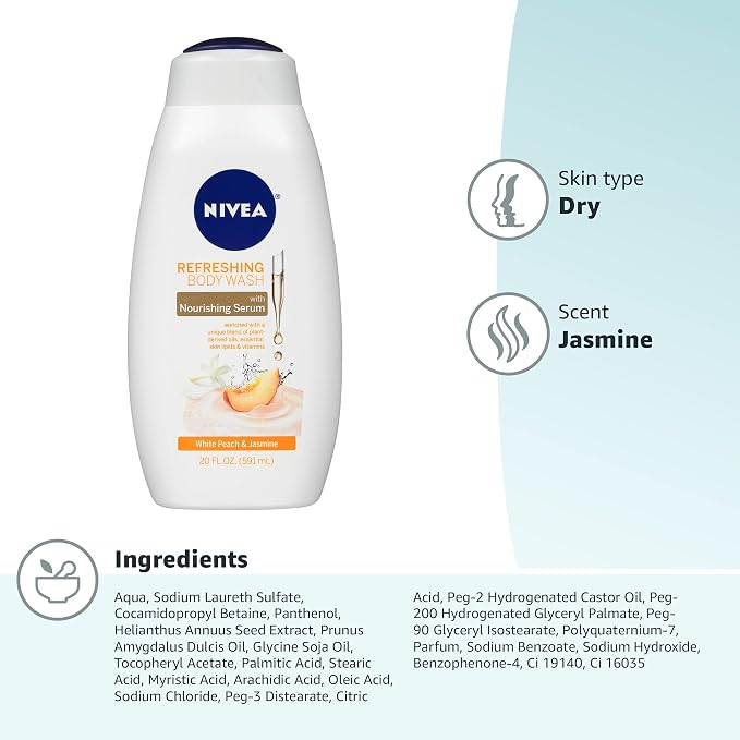 NIVEA Refreshing White Peach and Jasmine Body Wash - Image 16