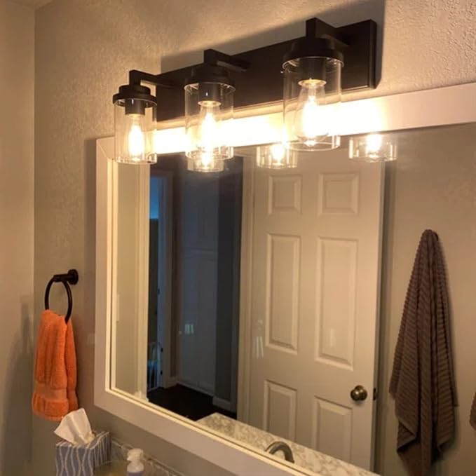 MELUCEE Vintage Bathroom Lighting Fixtures Over Mirror, 3-Light Modern Vanity - Image 2