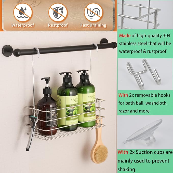 2pcs Single-Layer Hanging Shower Caddy, Rustproof Shelves Rack - Image 3