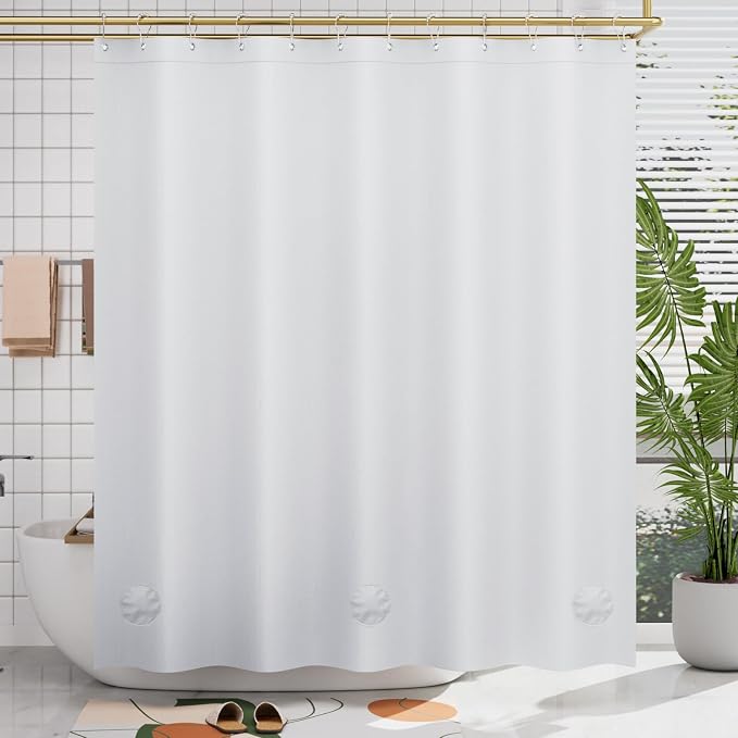 AmazerBath 78 Inch White Shower Curtain, 72 x 78 Plastic, Heavy Duty, - Image 9
