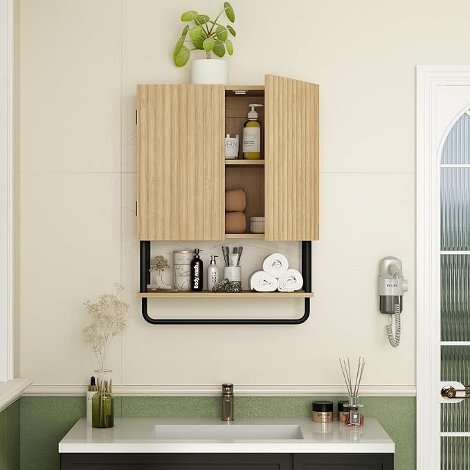 RUSTOWN Fluted Bathroom Wall Cabinet - Image 8