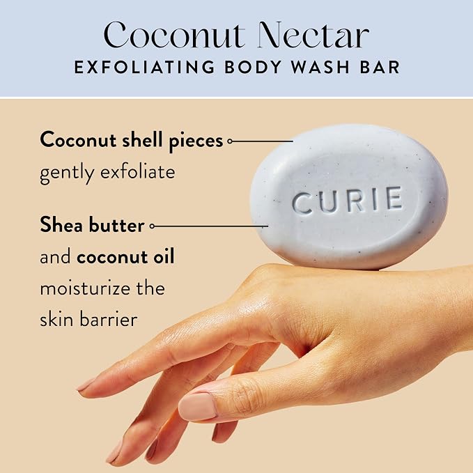 Curie Coconut Nectar Exfoliating Body Wash Bar – Natural, Sulfate-Free Formula - Image 2