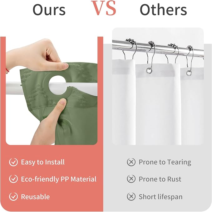 Hookless Shower Curtain with Snap in Liner 71" x 74" Double-Layer Waterproof - Image 4