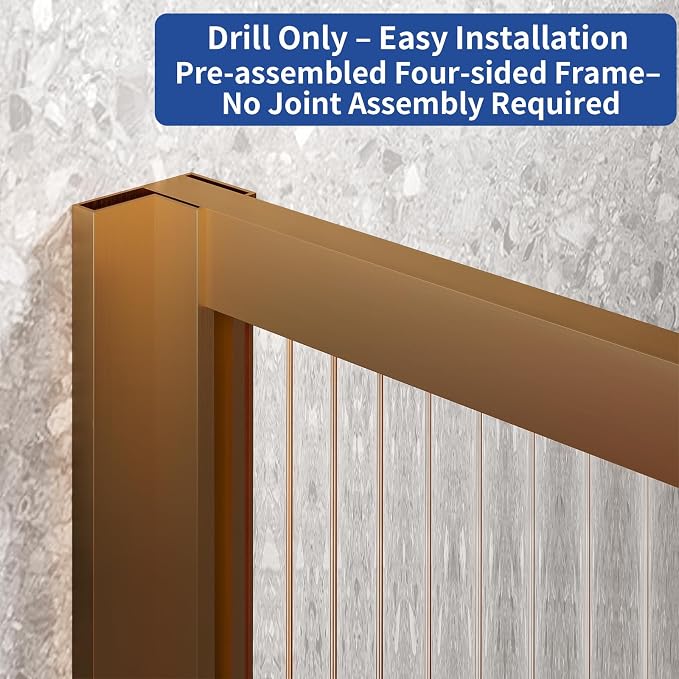 Dimaris Shower Door 34" X 78" Tempered Fluted Glass Framed Shower Screen Door - Image 6