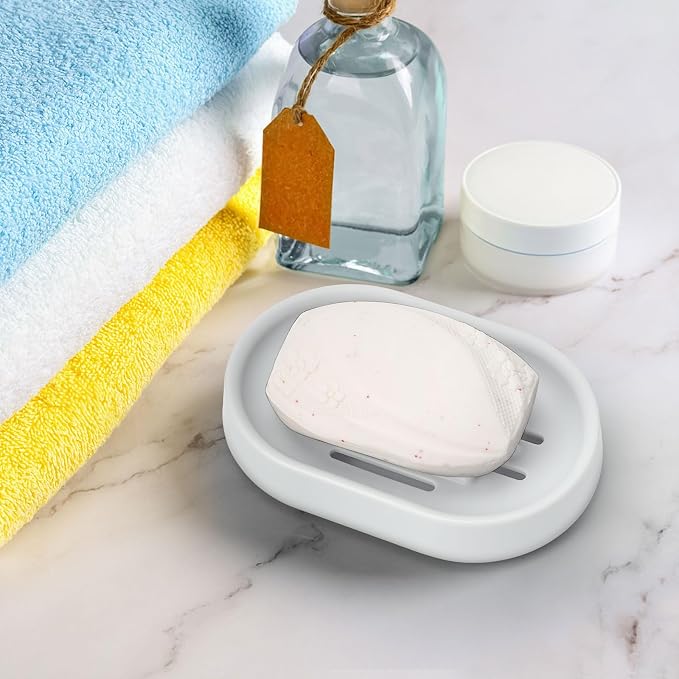 Topsky 2 Pack Soap Dish for Shower, Oval Plastic White Soap Bar Holder - Image 5
