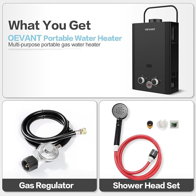 Propane Water Heater, 1.58GPM 6L Portable Tankless Water Heater - Image 5