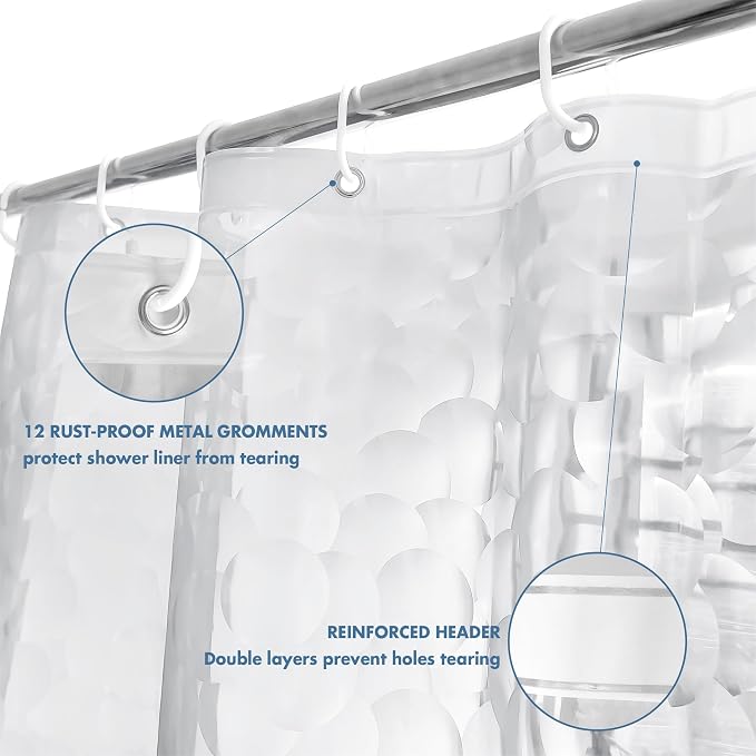 WELTRXE Extra Long Shower Curtain Liner, 72x78 Inch 3D Clear Bubble Heavy Duty - Image 3