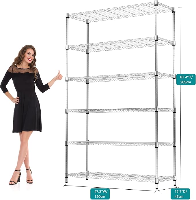 6 Tiers Shelf 2100 lbs Steel Storage Shelving Utility Shelving Unit Steel - Image 3