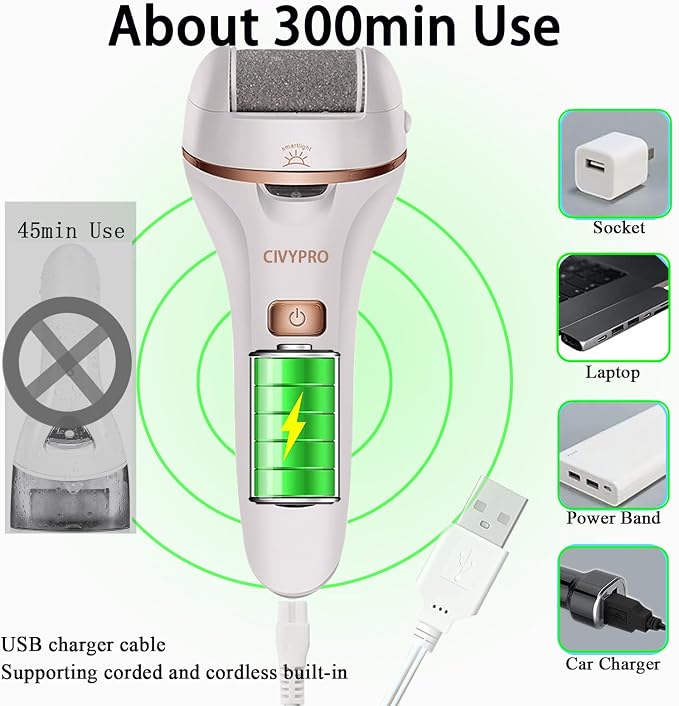 Electric Callus Remover for Feet, Long Service Time Foot Scrubber, Rechargeable - Image 2