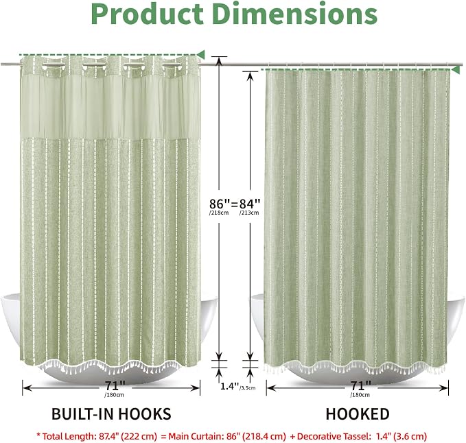 No Hook Extra Long Shower Curtain Set - Image 7