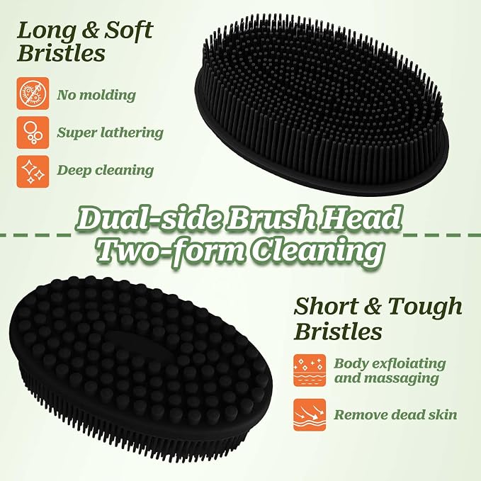 Soft Silicone Body Scrubber 2PCS, Dual-Side Silicone Loofah - Image 3